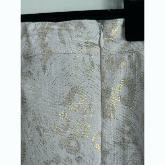 Catherines Women’s 1X Tulip Skirt Ivory Metallic Gold Leopard Cocktail Church - Picture 5 of 8